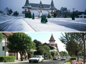 Día de verano e invierno con nieve en Gramado